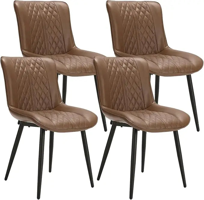 Dining Chairs Set of 4 - Leather Kitchen Chairs with Metal Legs, Upholstered Dining Room Chair, Modern Dining Chair for Kitchen,