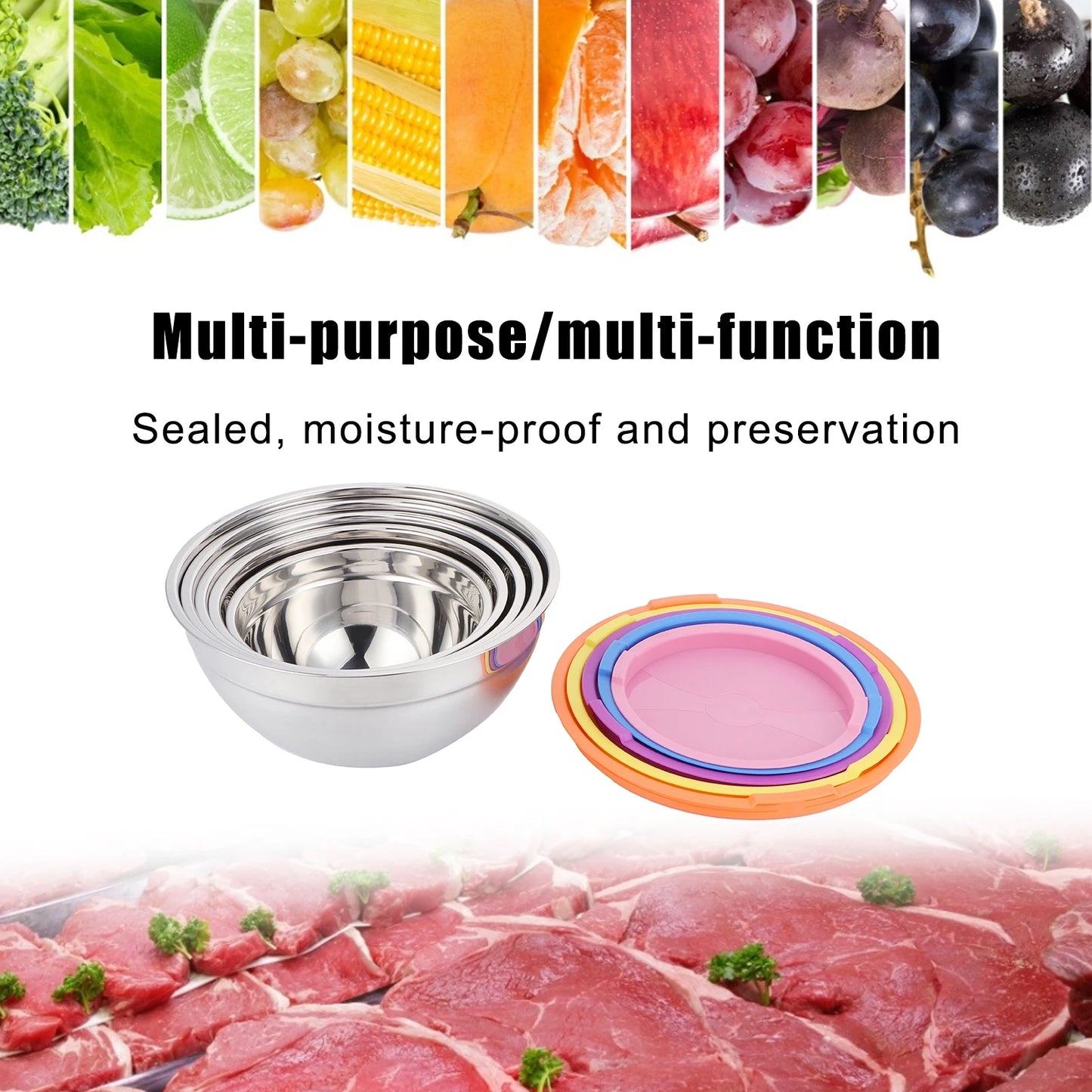 Food Storage Container /set Stainless Steel Mixing Bowl Food Storage Preservation Box with Lids
