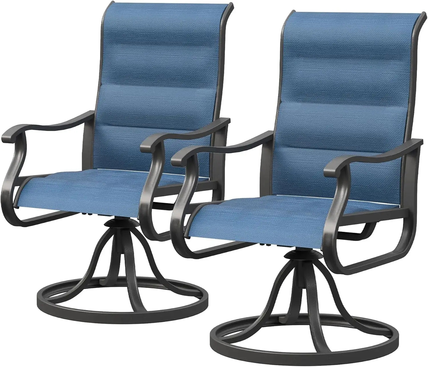 Patio Swivel Chairs Set of 2, Outdoor Dining Chairs High Back with Padded All Weather Breathable Textilene, Metal Rockin