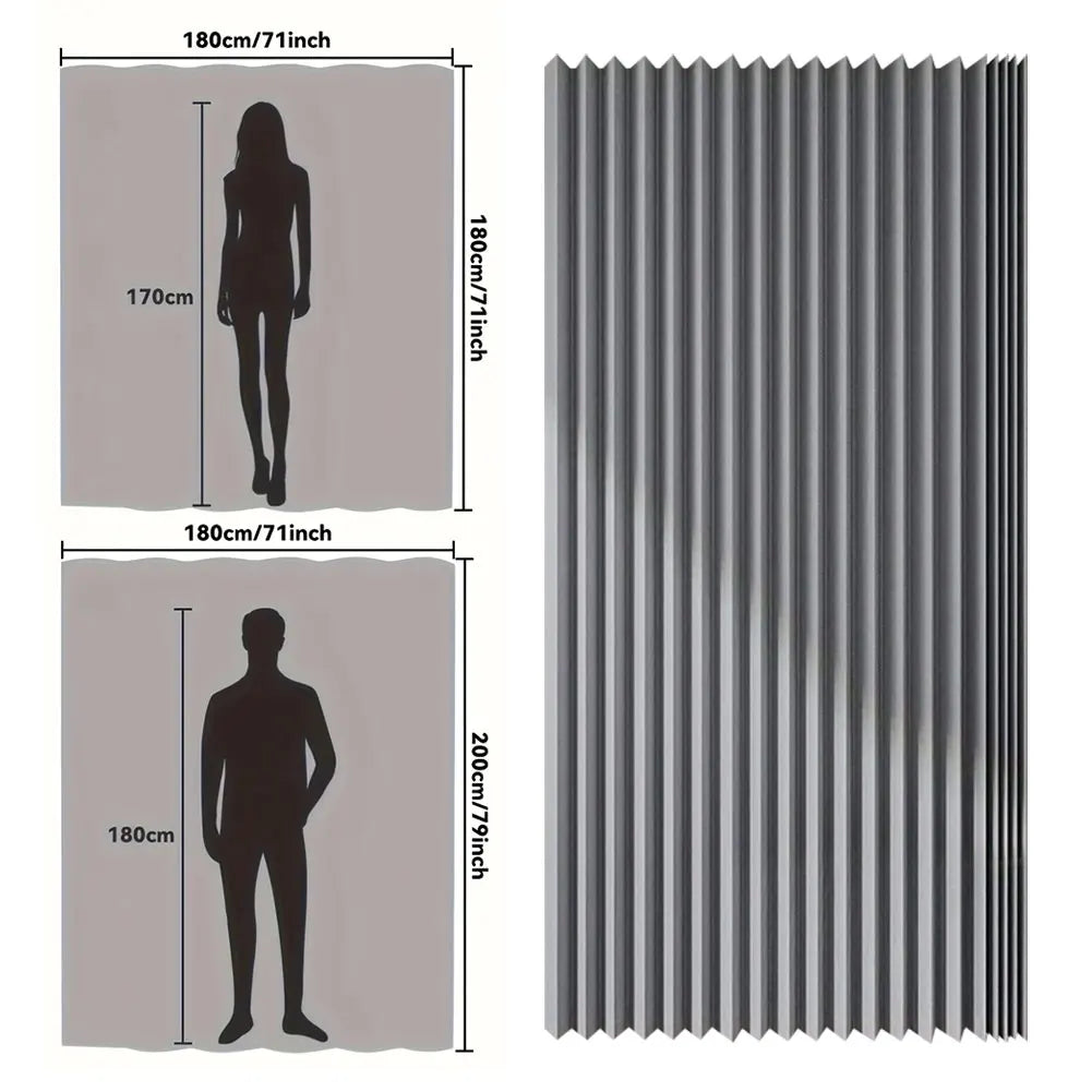Foldable Magnetic Waterproof Shower Curtain with 14 Hooks