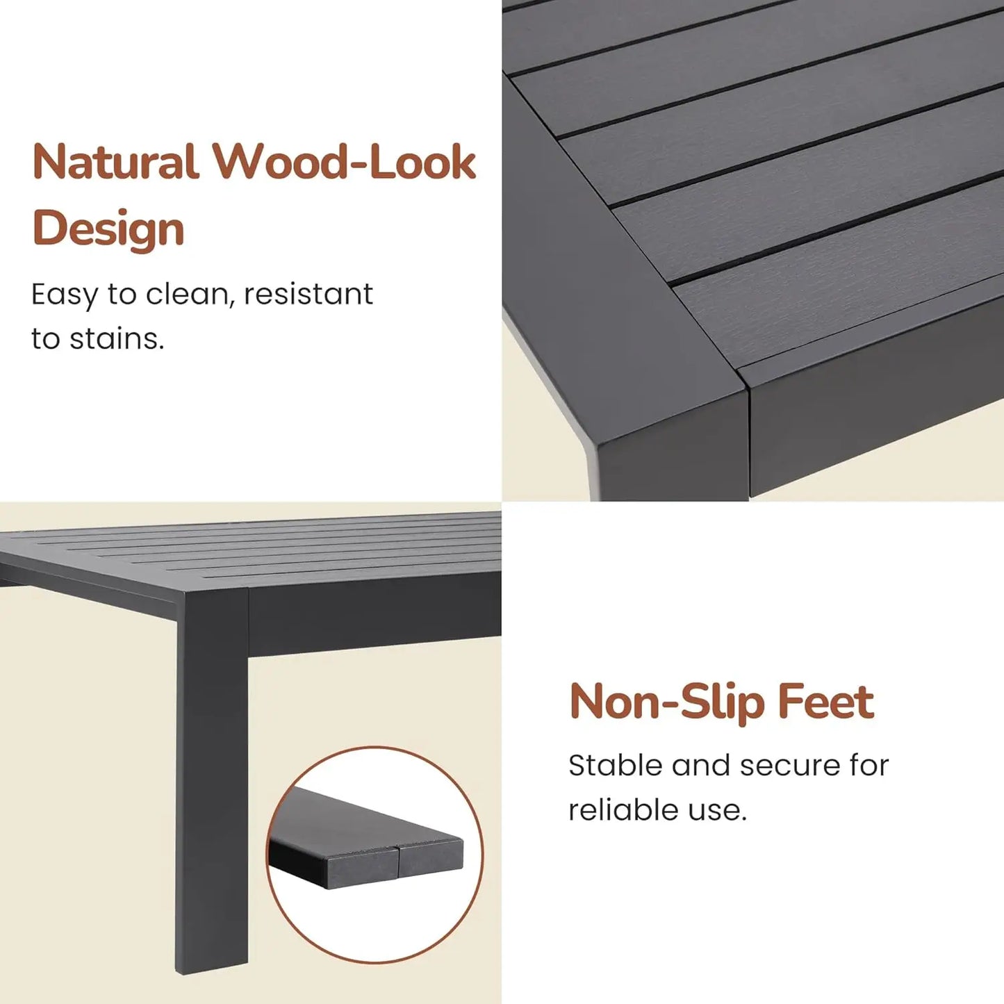 7 Seats Patio Furniture Set, Metal Sectional Sofa with Upgrade Cushion and Coffee Table, Dark Grey