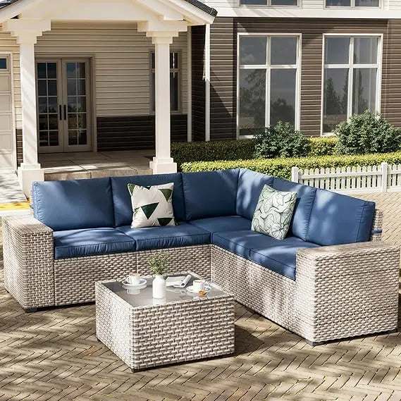13 Pieces Patio Furniture Set,Outdoor Sectional Wicker Sofa,High Back Rattan Patio Conversation Sets