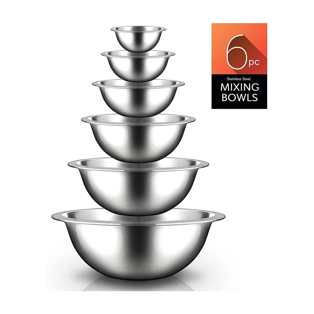6 Piece Stainless Steel Mixing Bowl Set