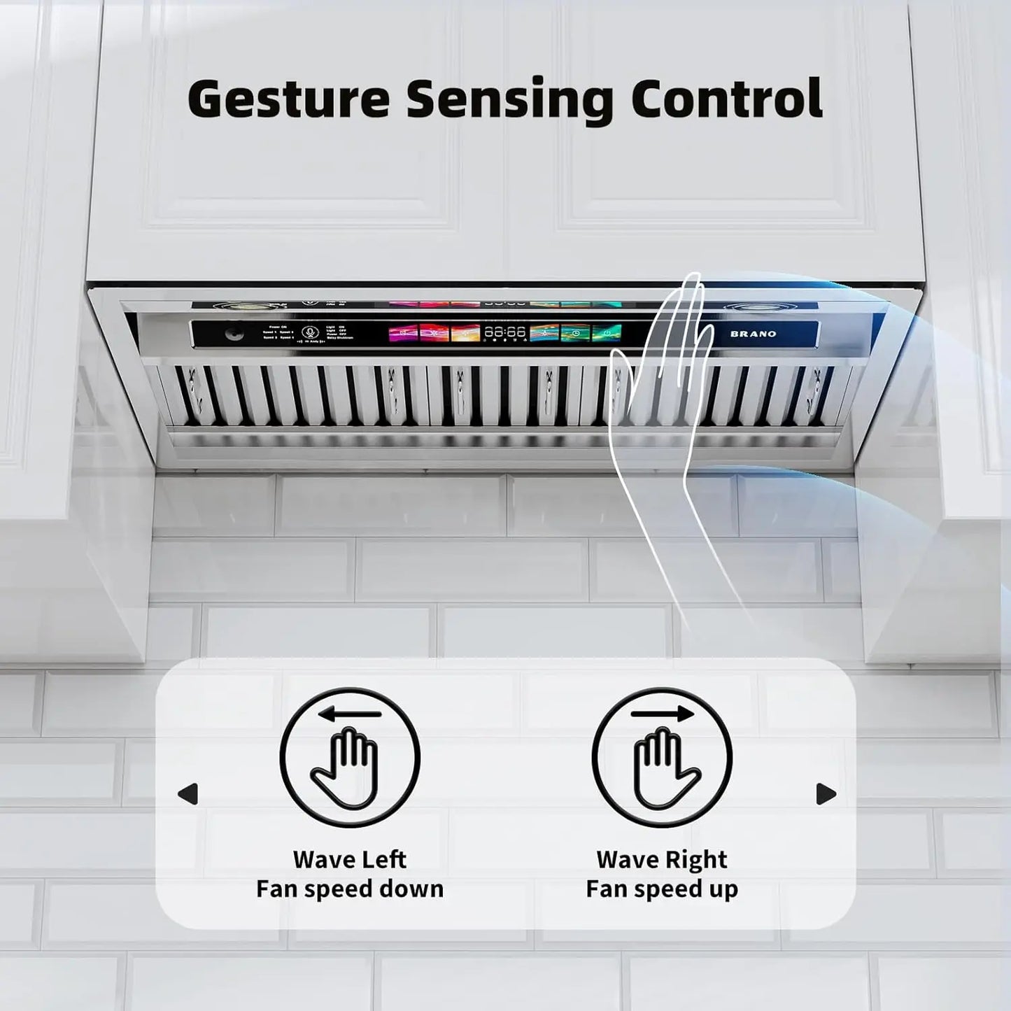 30/36 Inch Insert Range Hood with Voice/Gesture/Touch Control, 900 CFM Built-in Kitchen Hood Vent with 4 Speed Exhaust Fan