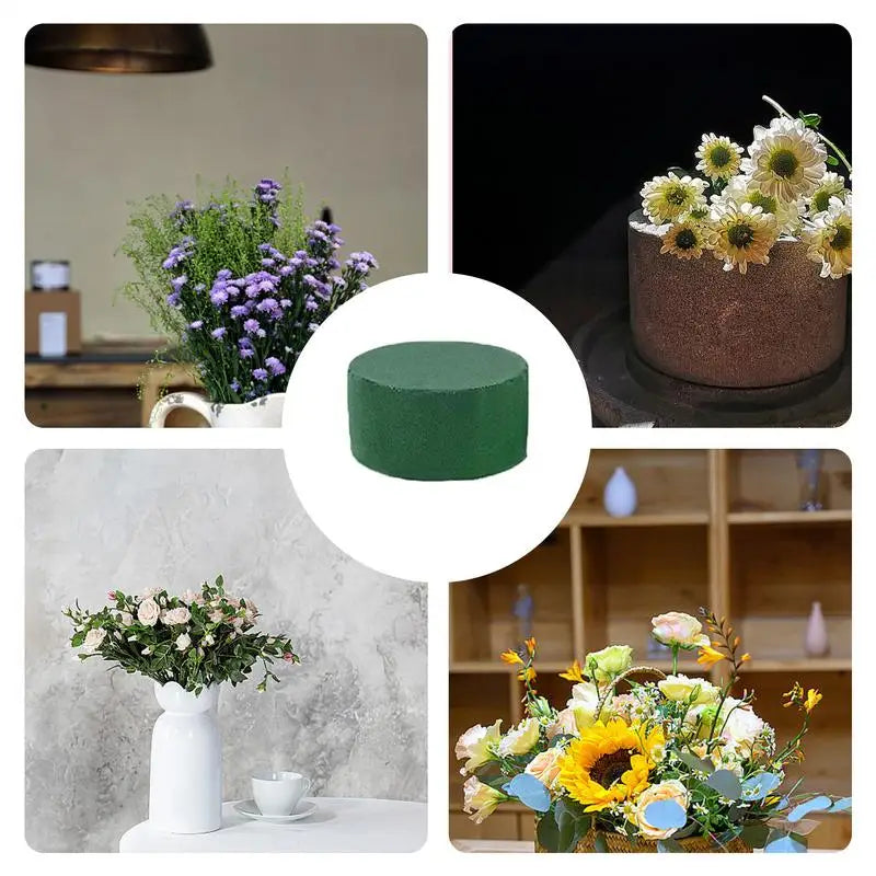 6PCS Green Floral Foam Round Floral Brick Blocks Artificial Flower DIY Flower Arrangement Kits