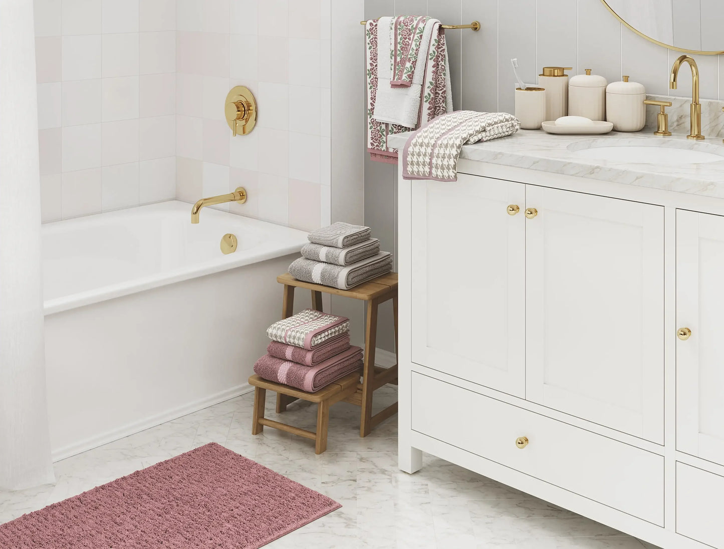 Dobby 6pk Towel Set, Contains 2 Bath, 2 Hand, 2 Wash - Rose Pink by Drew Barrymore