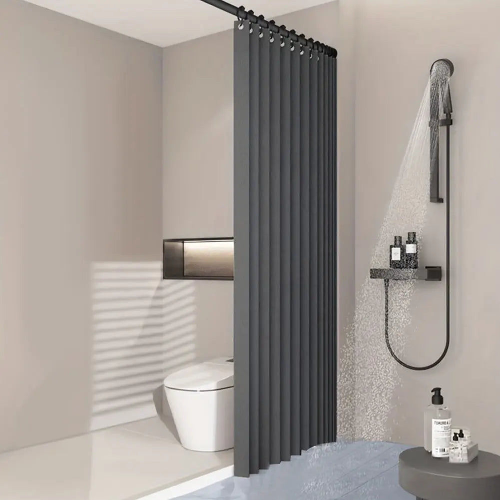Foldable Magnetic Waterproof Shower Curtain with 14 Hooks