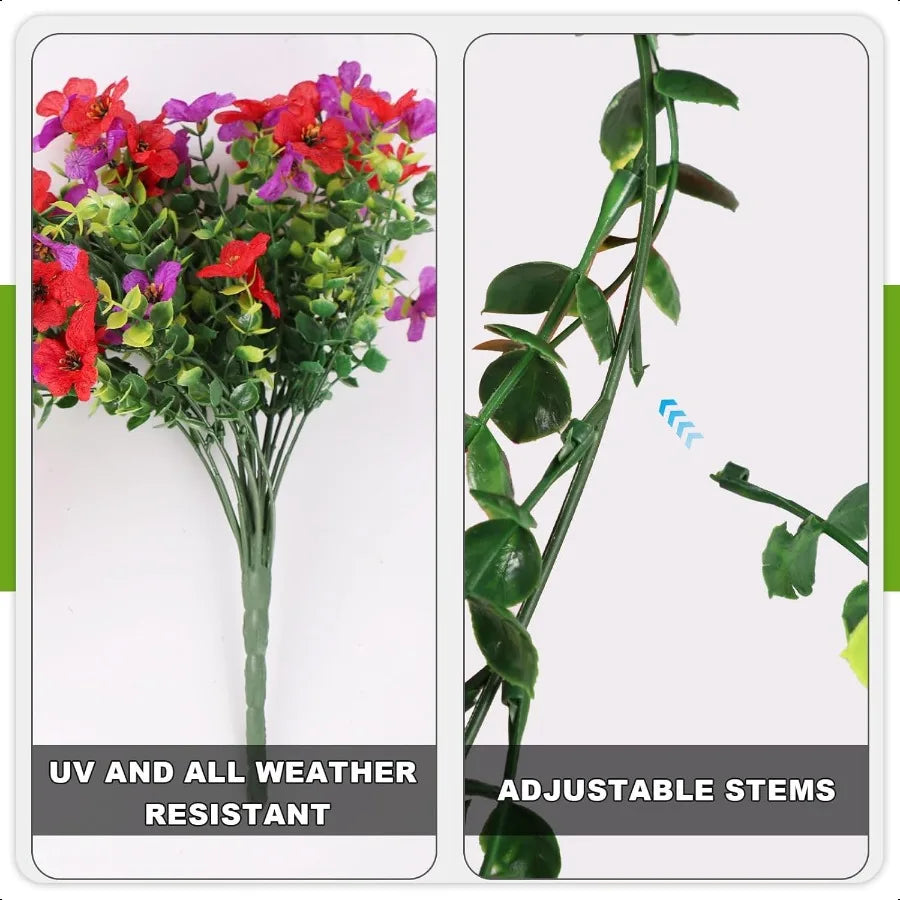 2PCS Artificial Hanging Flowers 90 Violet and Eucalyptus Vines Fake Hanging Plants