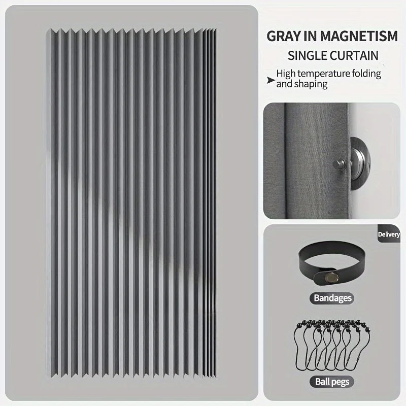 Foldable Magnetic Waterproof Shower Curtain with 14 Hooks