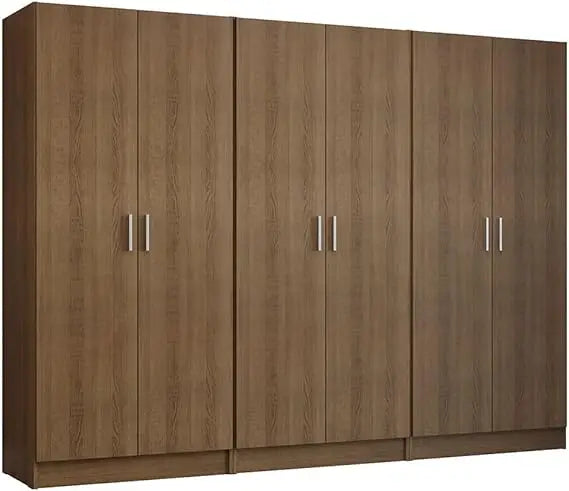 6 Doors Storage Cabinet with Ample Shelves Space 94" L Utility Armoire Closet Entryway and Bedroom Organization Unit (Rustic)