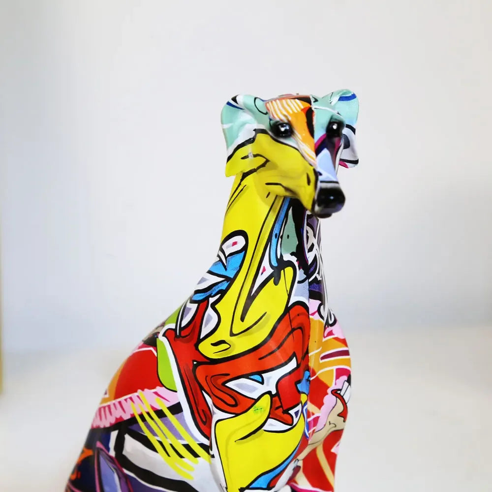 Modern Creative Painted Colorful Greyhound Doberman Decoration