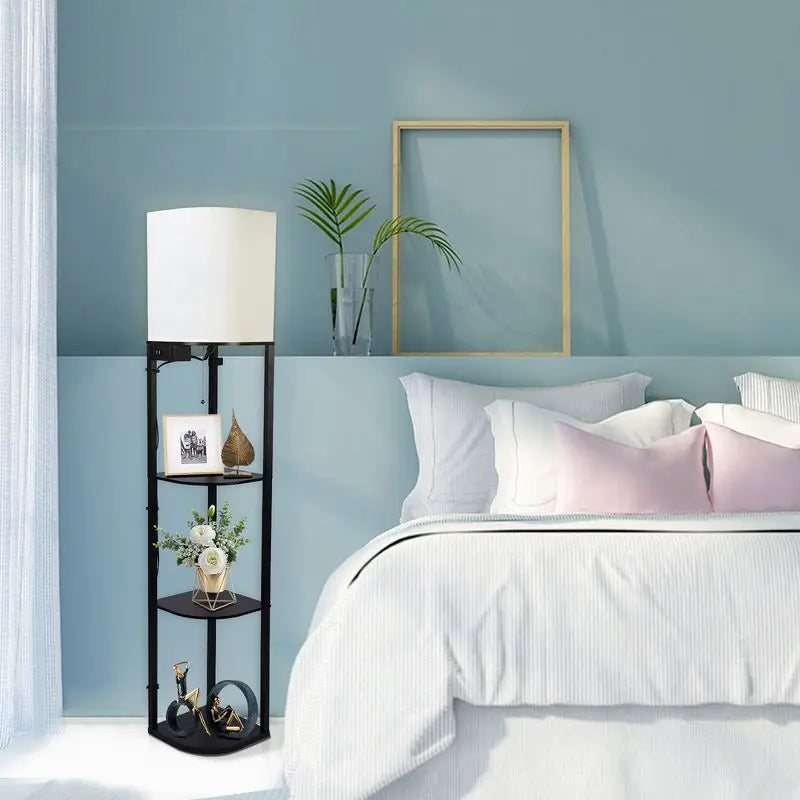 Smart RGB Shelf Floor Lamp with USB Charging Ports Standing Light for Living Room Bedroom Office APP Control Storage Lamp