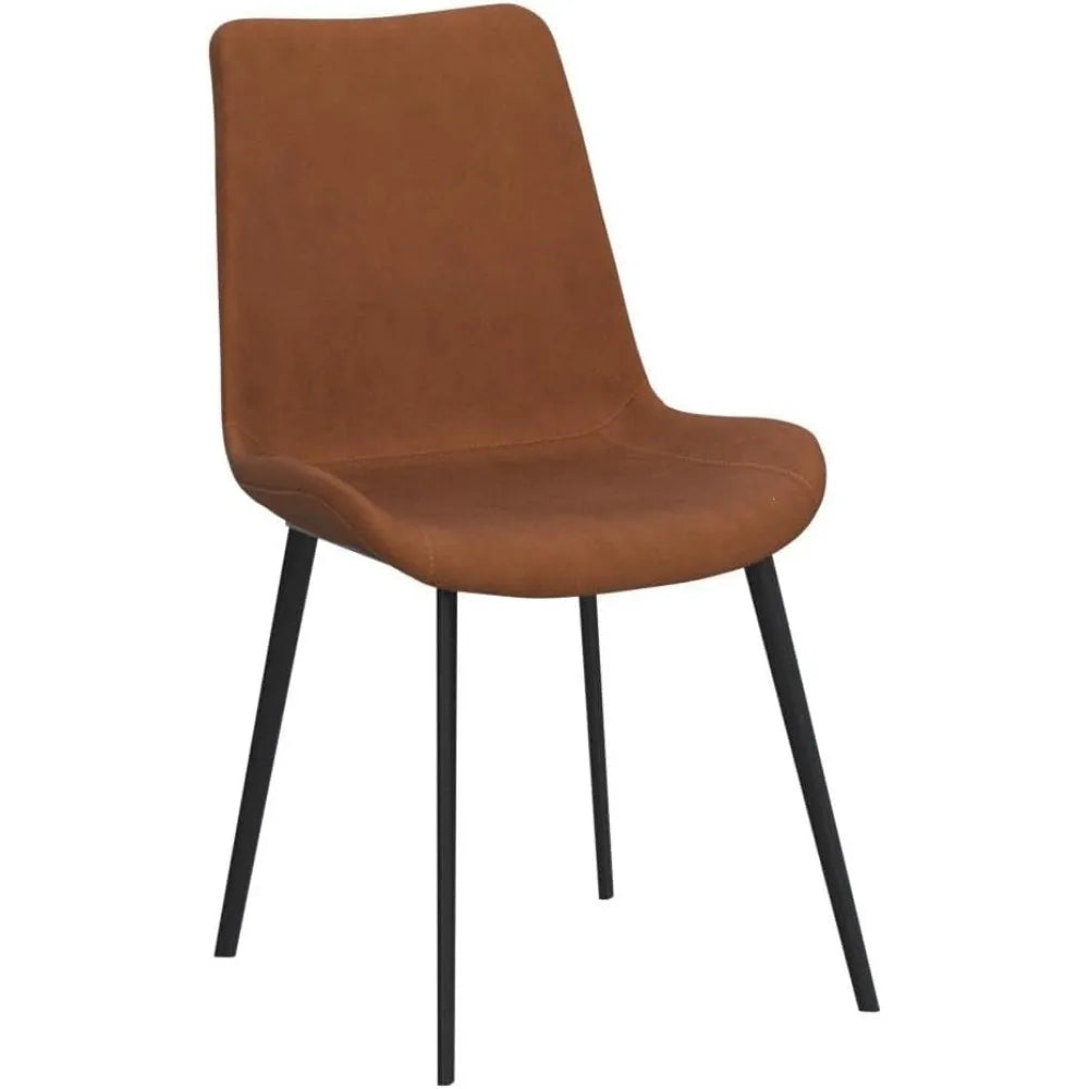 Dining Chairs Set of 4, Modern Kitchen & Dining Room Chairs, Upholstered Faux Leather Cushion Seat and Sturdy Metal Legs (4 Brow