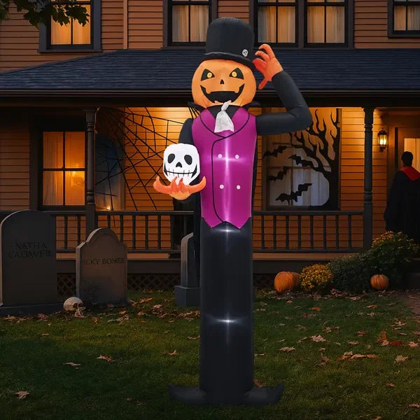 12T Giant Halloween Inflatable Pumpkin Man Decorations with Built-in LEDs for Garden Lawn Yard Patio