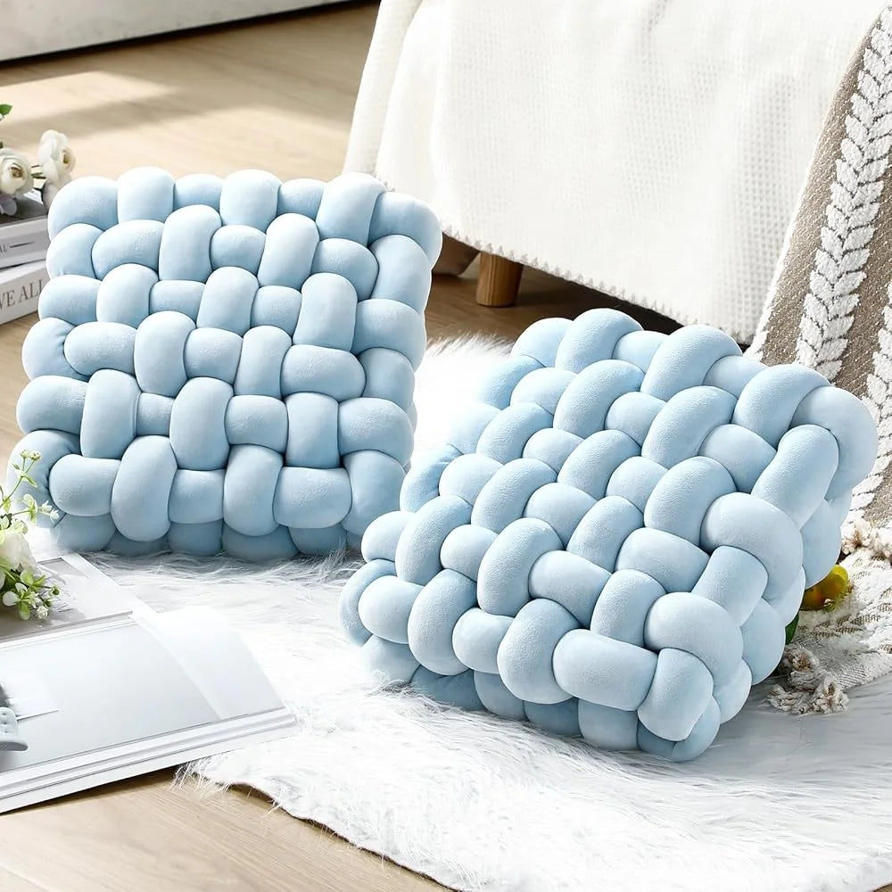 2 Pcs Soft Knot Pillow Decorative Plush Throw Pillows Unique 3D Design Home Office Living Room Accent