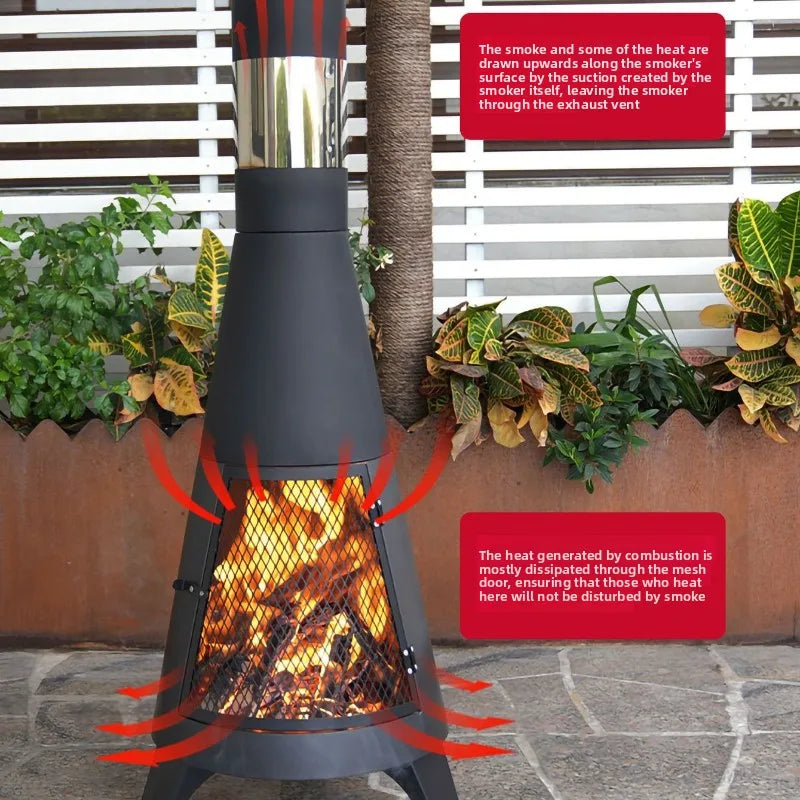 Large Capacity Wood Stove Outdoor Heater with Chimney Stainless Heating Gear Patio Heater Bonfire Aquecedor Lareira