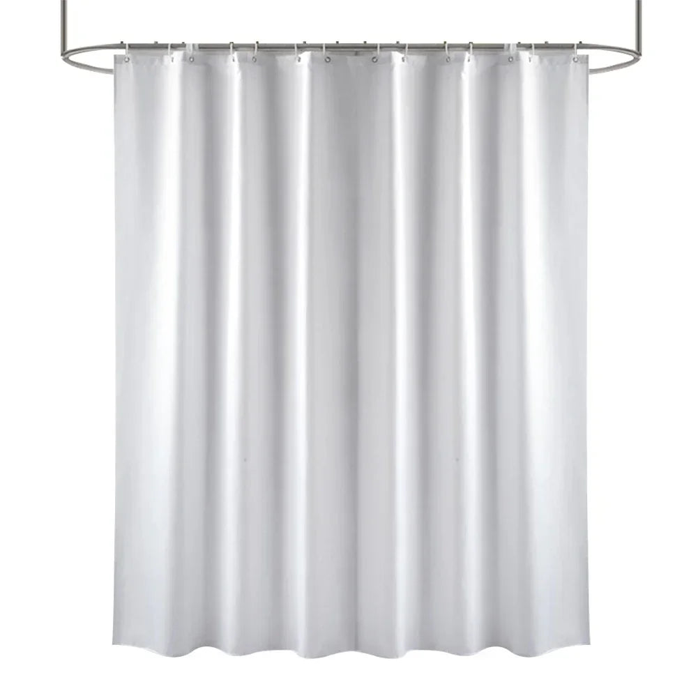 Heavy Duty Solid Shower Curtain Fabric Waterproof Bathroom Curtain Long Stall Size 230CM Black White Grey Brown Blue Color