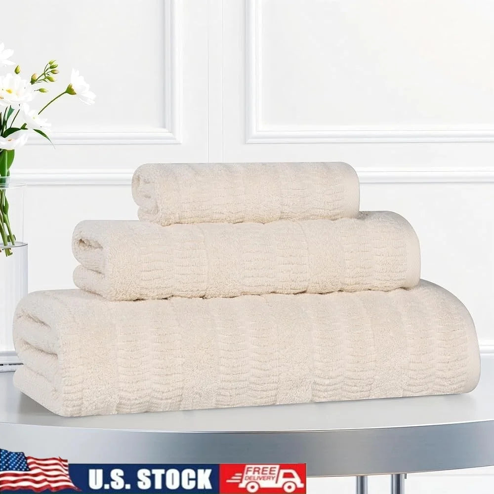 Medium Weight Cotton Blend Towels Quick Dry Ultra-Soft Bath Hand Face Towels Spa Essentials Eco-Friendly Absorbent Towels