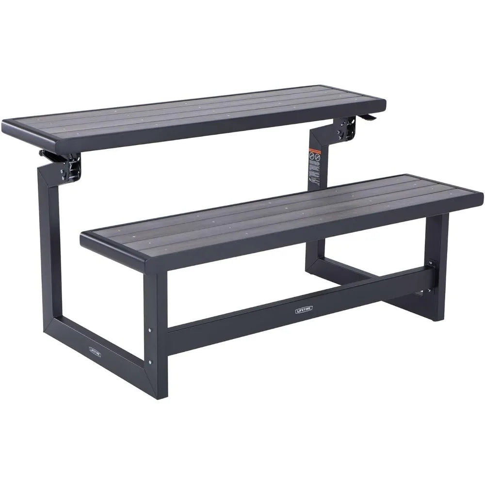 Outdoor Convertible Bench, 55 Inch, Harbor Gray