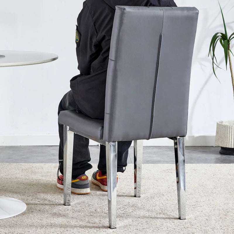 Grey Armless Dining Chair -4-piece Set, Modern Small House Restaurant Furniture Set