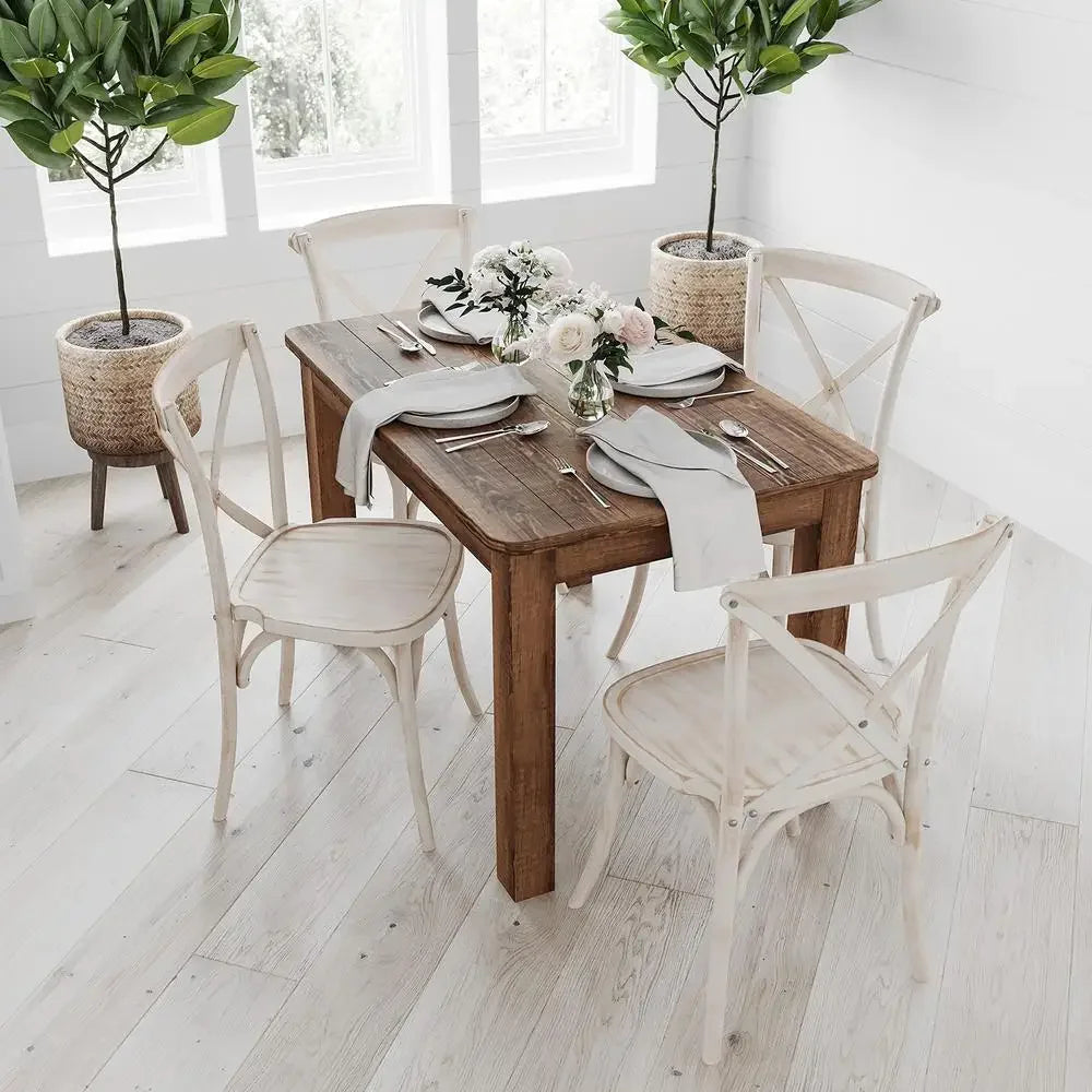 Rustic Solid Wood Dining Table with Square Legs Farmhouse Style Seats 4 Strong Pine Kitchen Table Indoor Furniture 46"x30