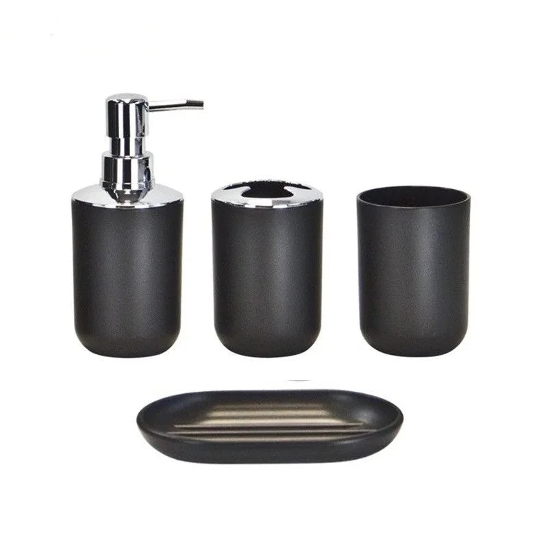 Luxury Bathroom Set Multipurpose Soap Dispenser Toothbrush Holder Toilet Brush Trash Can Soap Dish Home Bathroom Set 4/6pcs Pack
