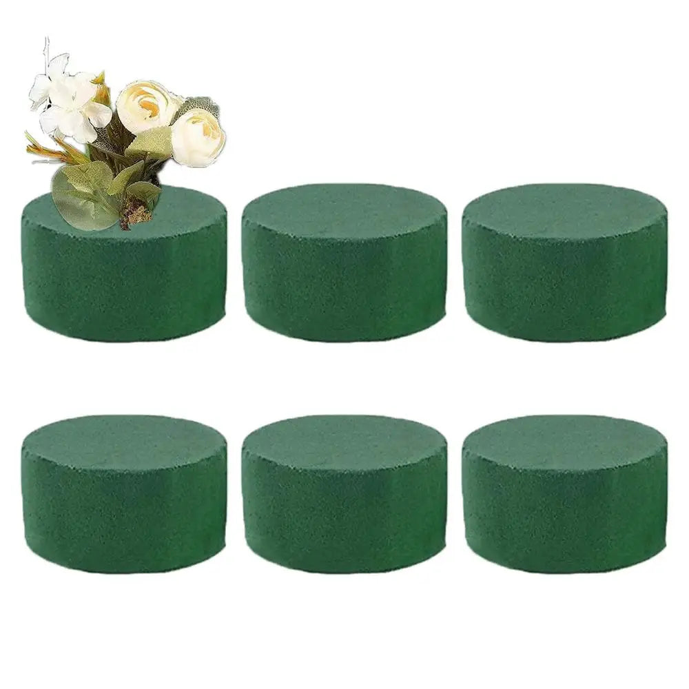 6PCS Green Floral Foam Round Floral Brick Blocks Artificial Flower DIY Flower Arrangement Kits