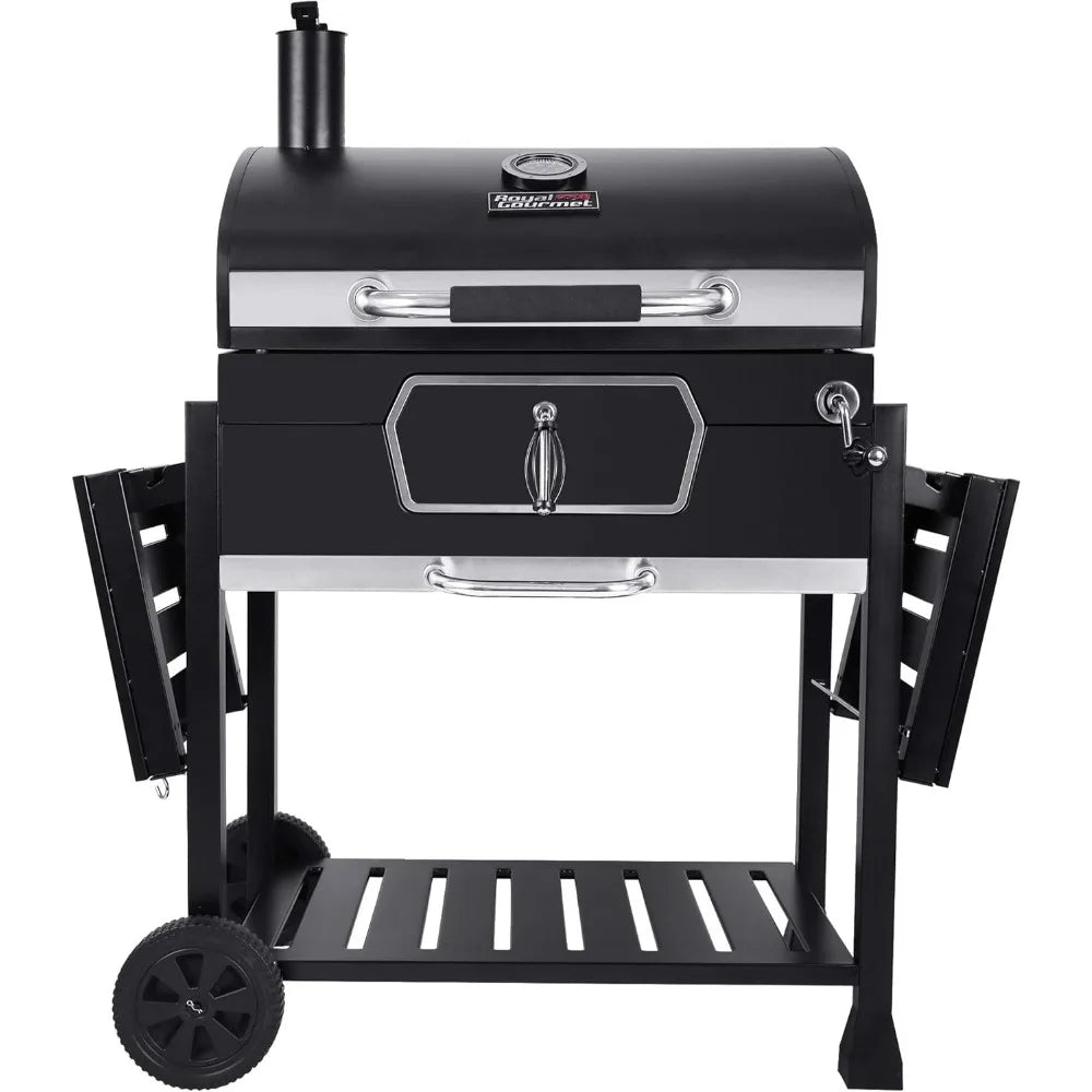 30-Inch Charcoal Grill, Deluxe BBQ Smoker Picnic Camping Patio Backyard Cooking, Black, Large