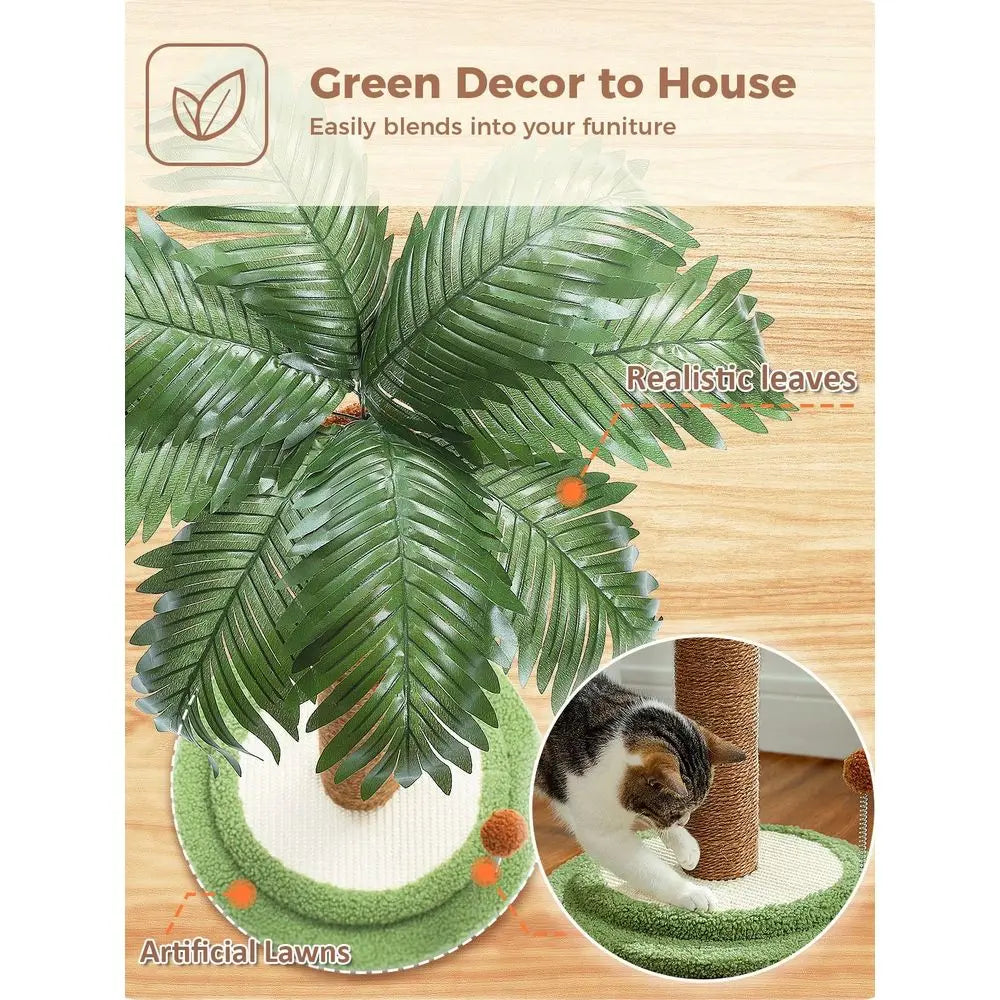 32 Cactus Cat Tree For Indoor Cats, Small Cat Tower Cat Condo With Sisal ching Ramp, Cozy HammockCat ching Post, 33 T