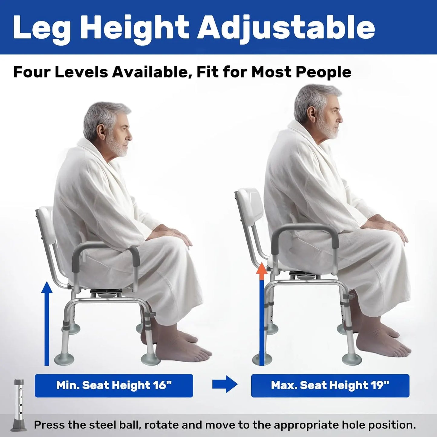 360° Swivel Shower Chair with Back and Arms,Rotating Swivel Bath Chair Handicap Shower Chair with Cold-Proof Pads,Support 400lbs