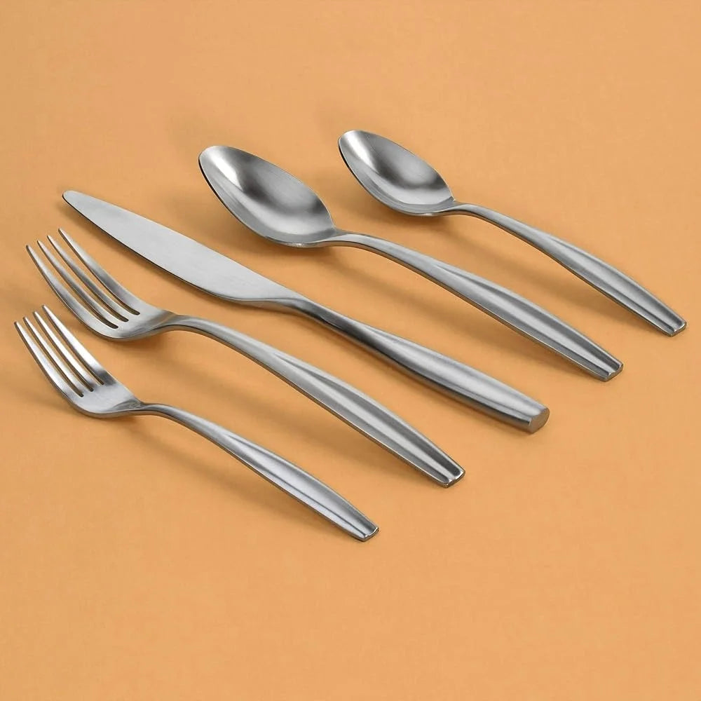 20-Piece Matte Stainless Steel Flatware Set Service 4 Dishwasher Safe