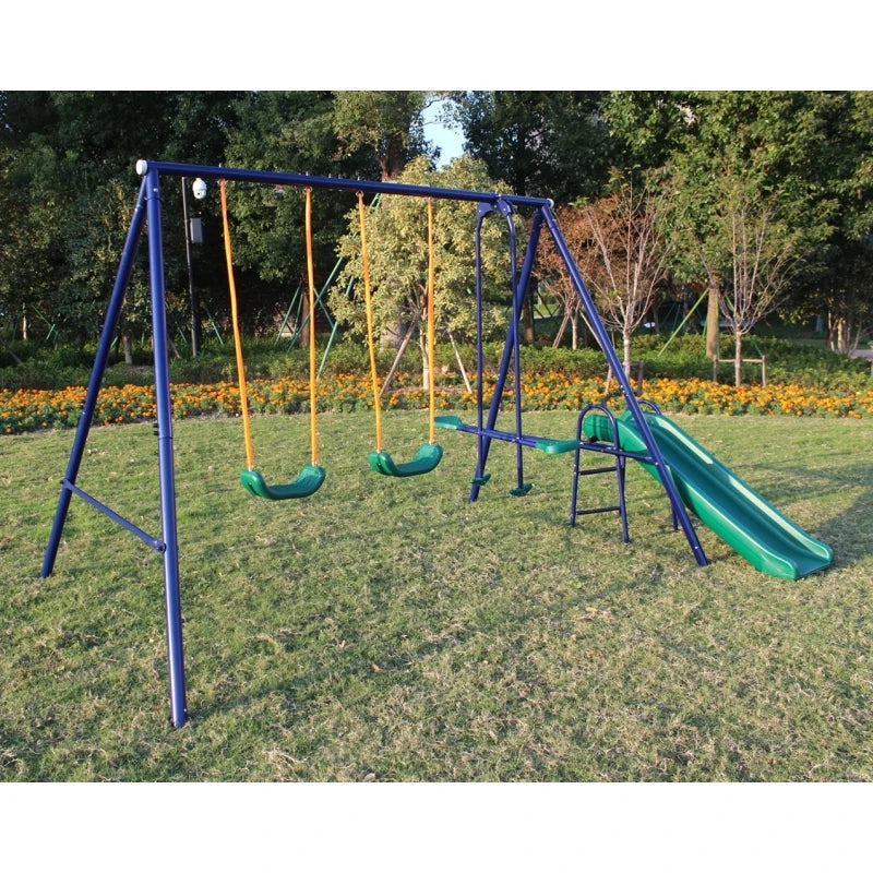 Metal Swing Set for Kids Outdoor, Heavy Duty Frame with Double Swings, for Backyard Playground.