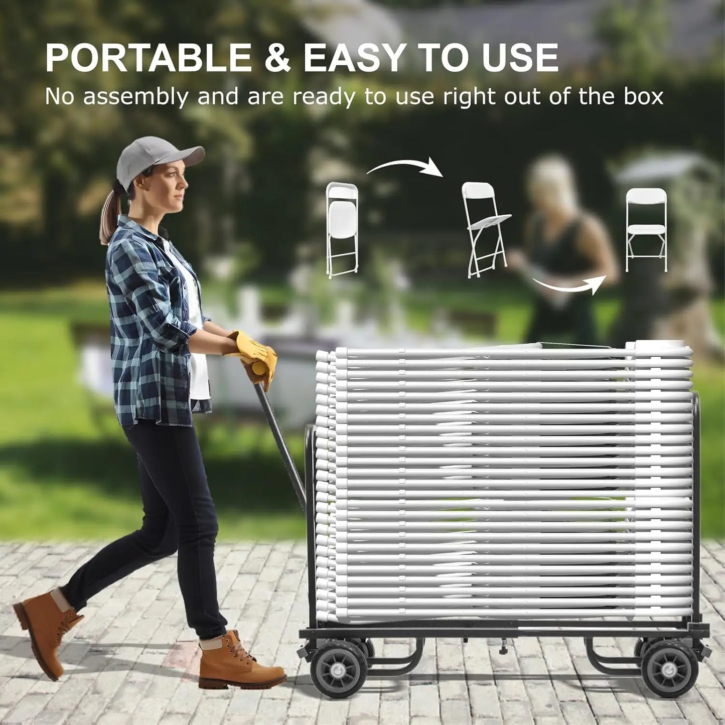 20 Pack White Folding Chairs,Plastic Folding Chairs Outdoor Indoor,350lb Capacity,Portable Event Chair,Lightweight Folding Chair