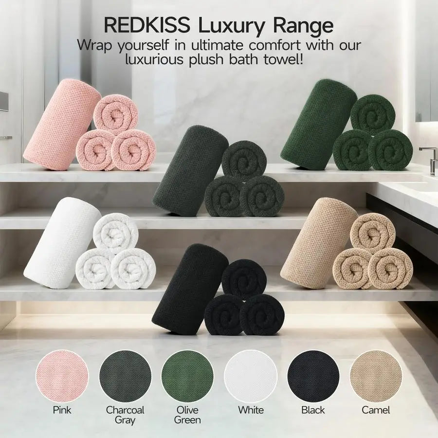 4 Pack Premium Bath Towels, Plush Coral Fleece Towels for Bathroom, Extra Large Bath Towels Set of 4 35 x 70 in, Super Soft High