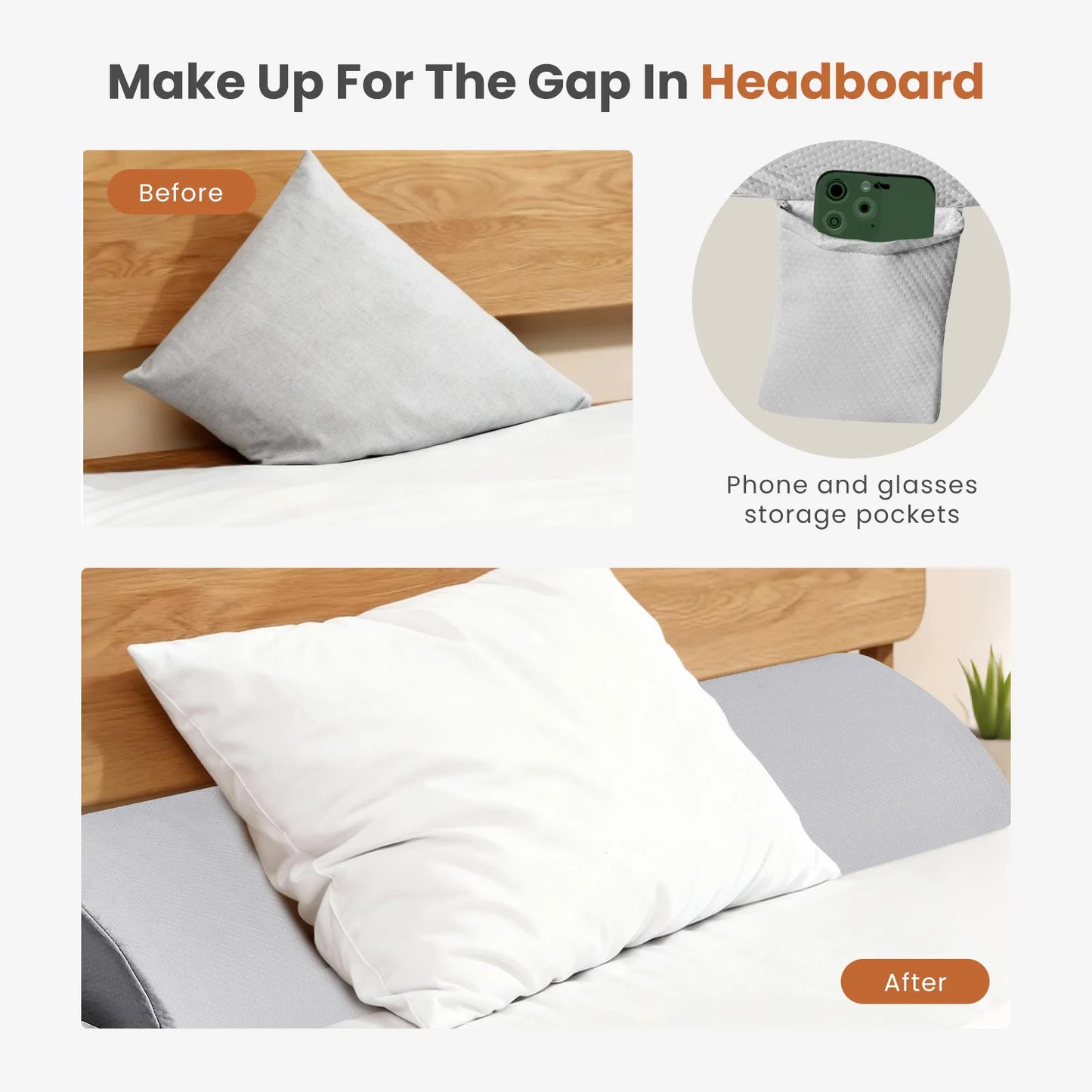 Headboard Wedge Pillow Memory Foam Pillow Ergonomic Neck Pillow Ventilated Cooling Bed Pillow with Removable Washable Cover