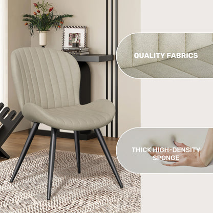 Dining Chair (Set of 2 Pieces) Modern Restaurant Chair Comfortable Backrest Thickeneded Soft Cushion Kitchen Chair 19inch High with Metal Feet