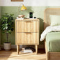 Nightstands Set of 2 with Fabric Drawers, Fluted Nightstands with Charging Station,
