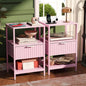 Nightstands Set of 2 with Fabric Drawers, Fluted Nightstands with Charging Station,