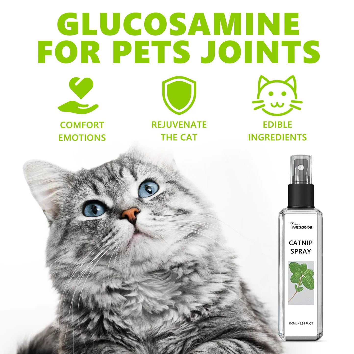 Yegbong 100ml Cat Catnip Spray Relieve Stress Long Lasting Anti Anxiety Health Care Soothe Mood Enhance Vitality Pet Calm Spray