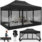 10x15 FT Heavy Duty Pop Up Canopy with 4 Sidewalls, Commercial Gazebo Party Tent with Mosquito Netting Wall Easy Set Up Outdoor