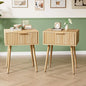 Nightstands Set of 2 with Fabric Drawers, Fluted Nightstands with Charging Station,