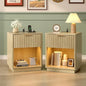 Nightstands Set of 2 with Fabric Drawers, Fluted Nightstands with Charging Station,