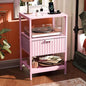 Nightstands Set of 2 with Fabric Drawers, Fluted Nightstands with Charging Station,