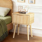 Nightstands Set of 2 with Fabric Drawers, Fluted Nightstands with Charging Station,