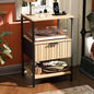 Nightstands Set of 2 with Fabric Drawers, Fluted Nightstands with Charging Station,