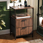 Nightstands Set of 2 with Fabric Drawers, Fluted Nightstands with Charging Station,
