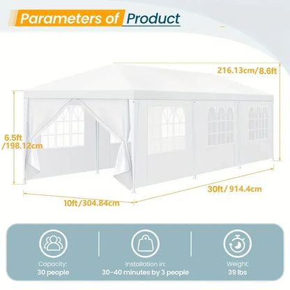 10x20/10x30 Party Tent Outdoor Canopy Tent with Removable Sidewalls, Waterproof Party Tents for Parties,Wedding Events,BBQ