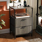 Nightstands Set of 2 with Fabric Drawers, Fluted Nightstands with Charging Station,