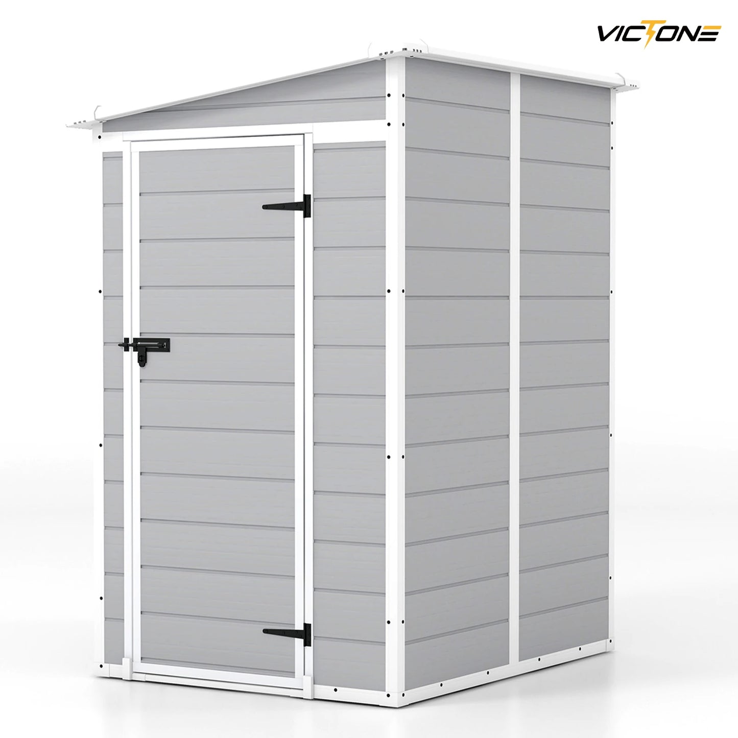 5x4 FT Plastic Outdoor Storage shed With Floor, Resin Storage shed &Lockable & Window Door For Patio Furniture