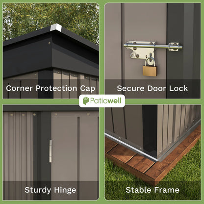 5x3 FT Outdoor Storage Shed, Tool Shed with Sloping Roof and Lockable Door, Metal Shed for Backyard Garden Patio Lawn